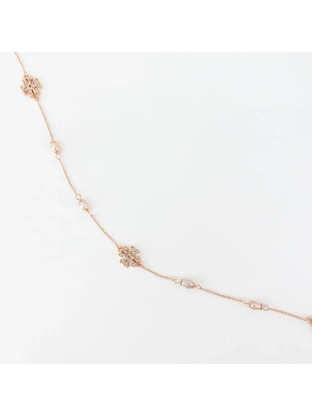 Tory Burch Gemstones and Pearl Necklace Rose Gold OS